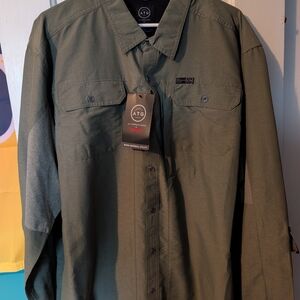 Men's Wrangler ATG Olive Green Shirt Button Down